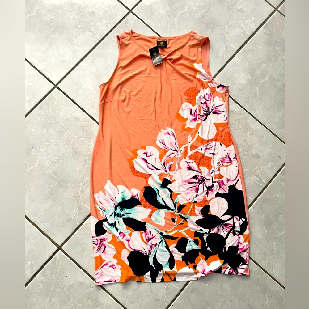 New JM Collection Salmon Pink Floral Dress
